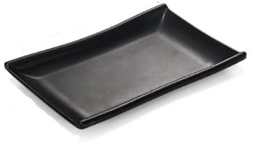 imposyu Lot de 4 Assiette Noir Assiettes à Dessert Rectangulaires 19,3x12,7x2,3cm Assiette Rectangulaire Petites Assiettes pour Dessert, Entrées, Gâteau etc