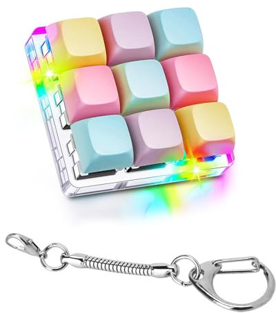 Keyboard Fidget Toy, 9 Buttons Fidget Keyring, Funny Stress Relief Toys Keyboard Fidget Clicker Decompression Gift for Adults