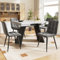 Ebullient Essecke Komplett Set, 160x75cm Esstisch mit 4 Stühlen, Tisch ausziehbar mit 4 Samt-Esszimmerstühlen, Küchentisch mit stühlen ideal für Esszimmer, Küche