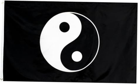 Gatuida Religiöse Yin Yang Fisch Flagge Schwarz Langlebiges Material Wetterfeste Garten Deko Zum Hängen Waschbares Auffälliges Outdoor Banner Für Tempel Und Festtagsatmosphäre