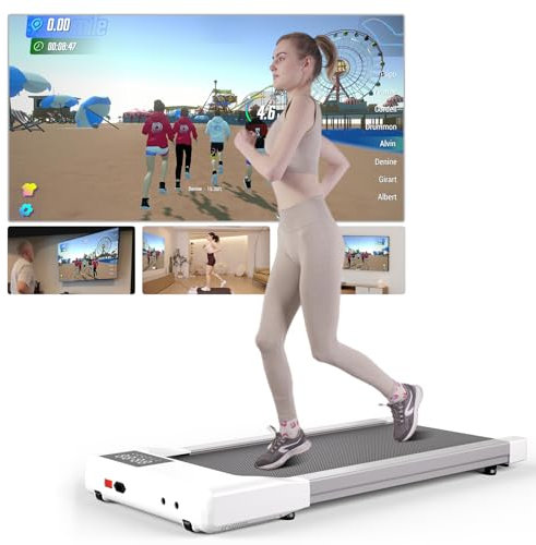 Superun Walking Pad max 159 KG/136 KG, Laufband für Zuhause mit Trainingseinheit, Leise Laufband Schreibtisch mit App und Multiplayer-Rennstrecke