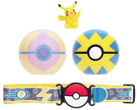 Pokémon Pikachu Clip 'N' Go Belt Set - Includes Themed Belt and 2-Inch Pikachu Battle Figure with Heal Ball and Quick Ball Accessories