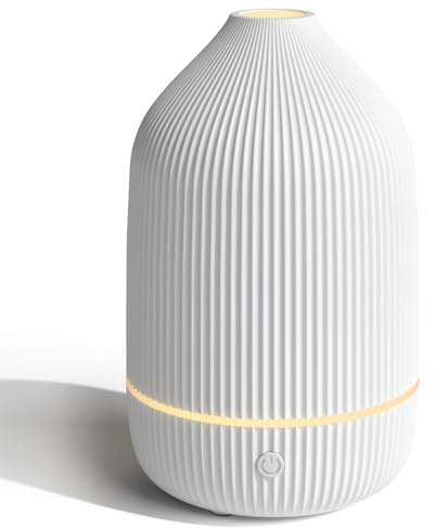 SALUBRITO Essential Oil Diffuser, 100ml Ultrasonic Aroma Diffuser for Essential Oil with Auto Shut-Off, 7 Colour LED Lights, Cool Mist Humidifier for Home, Office, Bedroom, White