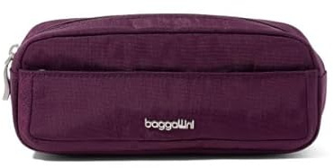 Baggallini Unisex's Long Pocket Cosmetic-Lightweight 7.8”x 3.1”x2.1 Bag-Travel Essentials Makeup Organizer, Mulberry, One Size