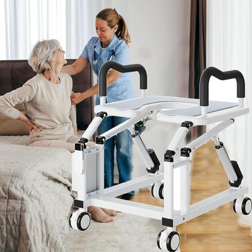 MIEOAEI Electric Toilet Seat Riser with Handles, Height Adjustable Lift for Elderly, Supports 220lbs, Easy Bathroom Aid