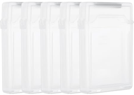 PATIKIL 4.5 x 3.2 Hard Drive Disk Case, 5Pcs Plastic Hard Disk Storage Box Portable Anti-Static Case for 2.5 External SSD HDD, White