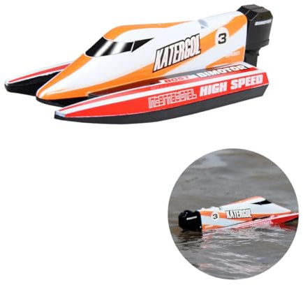 JOINPAYA Bateau Télécommandé Électrique Rapide Jouet Aquatique pour Garçon Fille Orange Bateau Radiocommandé Miniature de Course Jouet pour Piscine et Étang