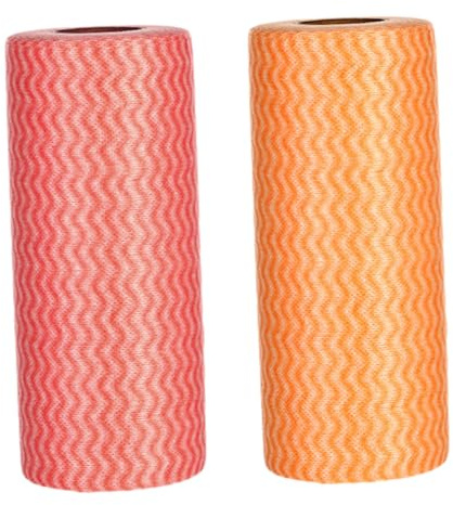 SHINEOFI 2 Rollen Praktische Einweg küchenreinigungstücher Vlies wischtücher Stark Reißfest Saugfähig für Nasse und Trockene Oberflächen Vielseitig Verwendbar Spüllappen Küchentuch