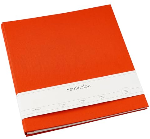 Semikolon 600037 Schraubalbum Large 28 x 31 cm - mit 20 cremeweißen Seiten, erweiterbar - orange