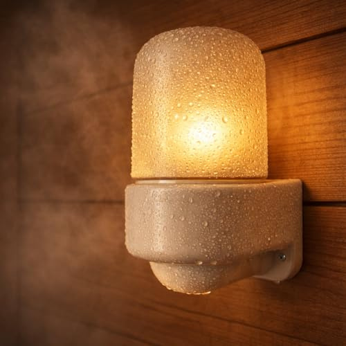 ADAKAT Porzellan Sauna Wandleuchte, Glaskuppel, E27 IP54 | Hitzebeständig bis 125 °C – ideal für den Saunabereich