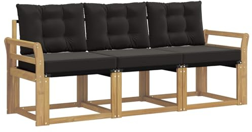 vidaXL Outdoor-Sofagarnitur mit Kissen 3 pcs Weiß und Schwarz, Gartenmöbel, strapazierfähiges Outdoor-Sofa, Loungeset für die Terrasse, Komfort beim Sitzen