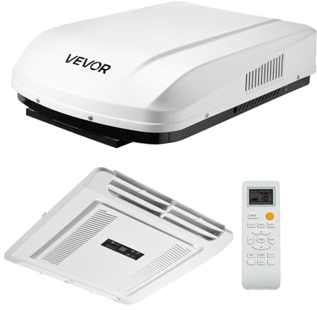 VEVOR Aire Acondicionado para Caravana 3000 W, Aire Acondicionado de Techo sin Conductos, con Bomba de Calor y Refrigeración, Velocidad Variable, con Control Mediante Botón ADB y Mando a Distancia