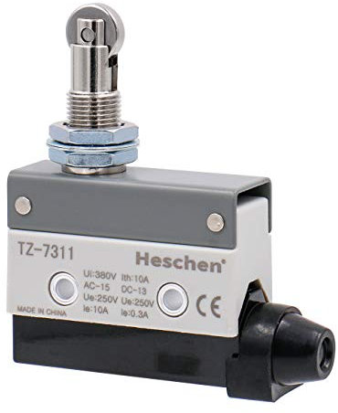 Heschen Interrupteur de fin de course horizontal TZ-7311 Momentray Actionneur à piston à rouleau parallèle AC 380 V 10 A unipolaire
