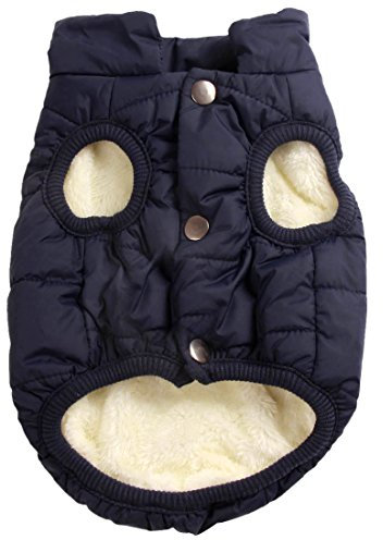 Mit Fleece gefütterte Hundejacke mit 2 Schichten von JoyDaog, sehr warm für den Winter und kaltes Wetter, extraweiche, winddichte Hundeweste(M, blau)