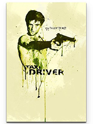Sinus Art Robert De Niro Taxi Driver 90x60cm Leinwandbild auf Holzrahmen gespannt für Wohnzimmer