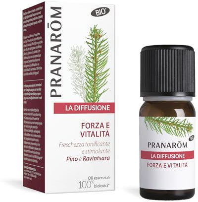Pranarôm - La Diffusione - Forza e Vitalità - Oli Essenziali BIO per diffusione - Pino Silvestre e Ravintsara - Fragranza tonificante e stimolante - Idea Regalo - Feste di Natale - 30ml