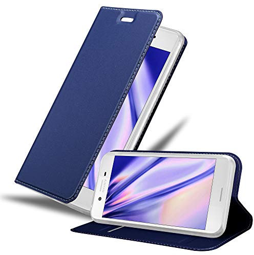 Cadorabo Hülle kompatibel mit Sony Xperia X aus Premium Kunst Leder Flip Klappbare Stoßfeste Magnetische [Standfunktion] [Kartenfächern] Cover Hülle für Sony Xperia X Tasche in Blau