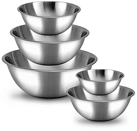 WHYSKO Set di ciotole per la preparazione dei pasti, in acciaio inox, per casa, frigorifero e cucina, ecologiche, riutilizzabili, resistenti (argento)
