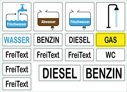 Plott Factory Personalisierte Wohnmobil Hinweisschilder-Set | Konturgeschnittene Aufkleber, Vielseitige Größen, Vinyl, Mehrfarbig, Camping-Aufkleber, Praktisch