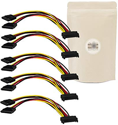 X5 SATA FLEXIBLE CABLE POWER DUBBINDER 20CM Cable Dispatter para PC ATX MINI ATX MICRO ATX 1 Macho a 2 hembras - Marca Francesa Adaptativa