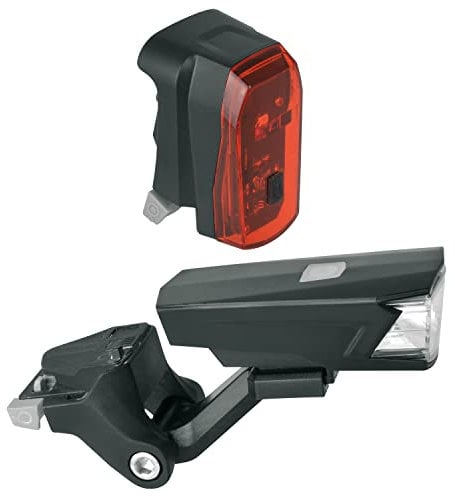 MonkeyLink PHENON Nuuk 30 Set Recharge LED-Beleuchtungsset, Fahrradzubehör, magnetische Halterung, praktische elektronische Schalter, 3/6 Std. Leuchtdauer, inkl. USB-Kabel, StVZO-Zulassung, Schwarz