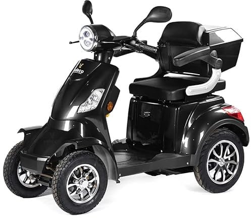 VELECO Faster LIT-ION - 4 Wheeled Mobility Device - Fully Assembled and Ready to use - Removeable Lithium-Ion Battery - Safe and Stable - Alarm - Spacious Storage & Cupholder(Black)