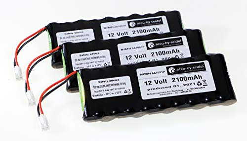 3X Ersatz - Akku geeignet für Rollladensteuerung NiMH Varta AA 12,0 V / 2100mAh - für Dachfenster, Rollladen, ROTO ZEL 12V/2,1 Ah WDT-S RT2 SF G2/G3/G4 Roto Akku.