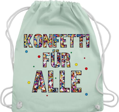 Shirtracer Turnbeutel Rucksack - Karneval & Fasching - Taschen - Konfetti für Alle I - Unisize - Pastell Grün - beutel köln karnevalsbeutel faschings karnevalsmotiv stoffbeutel kamelle tasche
