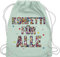 Shirtracer Turnbeutel Rucksack - Karneval & Fasching - Taschen - Konfetti für Alle I - Unisize - Pastell Grün - beutel köln karnevalsbeutel faschings karnevalsmotiv stoffbeutel kamelle tasche