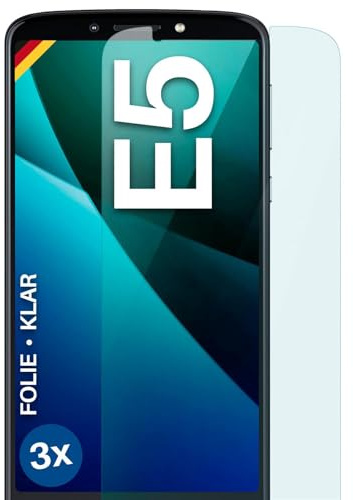 moex für Motorola Moto E5 Schutzfolie Displayschutz Folie Ultra-klar HD 0,2 mm kompatibel mit jeder Hülle, Anbringen ohne Blasen, Handyfolie Extra Kratzfest, FlexProtect 3 Stück