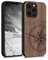 kwmobile Hülle kompatibel mit Apple iPhone 13 Pro Hülle - Holz Case - Handy Cover - TPU Handyhülle in Dunkelbraun Kompass Vintage