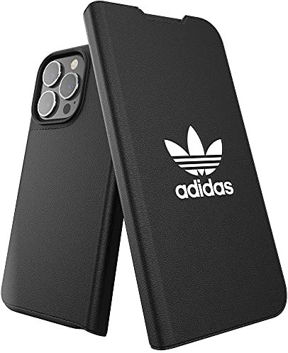 adidas iPhone 13 Pro 6.1 Case, Shockproof Raised Edges Original Book Case - Black