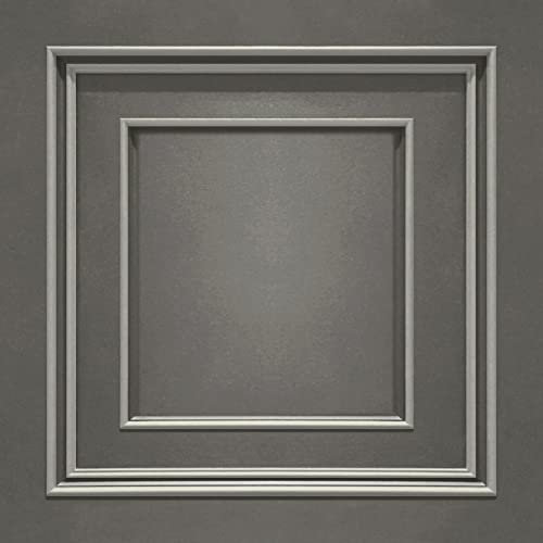 Amara Panel Vinyl Wallpaper Silver/Gunmetal Grey Belgravia 7390