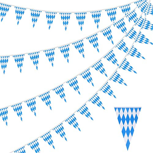 Oktoberfest Decorazione, Oktoberfest Decorazione Bavarese, 3 Pezzi 10m Azzurro Bianco Striscione Bandiere Decorazioni, Decorazioni per Feste Dell'Oktoberfest