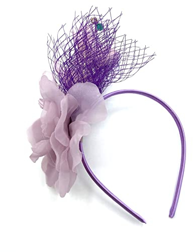 Ladies Beaded Fascinator Aliceband, Hairband for Weddings Races Royal Ascot Derby (Pale Lilac)