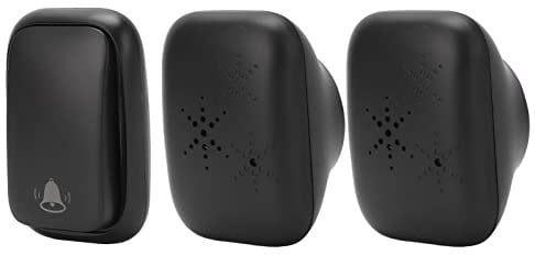 Auto-generated Doorbell, Wireless Doorbell, Black, 4 Levels, 38 Rings, 150m Range, Rainproof, Waterproof with 2 Receivers for Factory UK Plug
