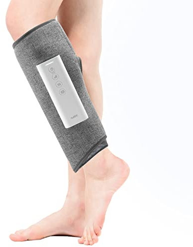 HubiCare masajeador de compresión de aire para pantorrillas con calor, masajeador de piernas inalámbrico para circulación sanguínea y alivio del dolor, 3 modos y 3 intensidades, gris (individual)