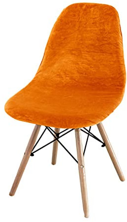 FANSU Luxus Samt Schalenstuhl Bezug Stuhlhussen 1/2/4/6er Set Strech Stuhlbezug Esszimmerstühle Bezug Abnehmbar Waschbar Stuhlbezüge Küchenstühle Husse für Wohnzimmer Büro (Orange,4 Stück)
