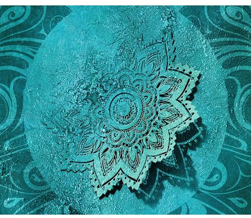 murando - Fototapete Premium-Vlies Mandala 350x256cm - Foto Tapete Wohnzimmer Moderne Vliestapete XXL Wandtapete Motivtapeten Bildtapete 3d Effekt Wand Dekoration Flur Ornament Abstrakt türkis