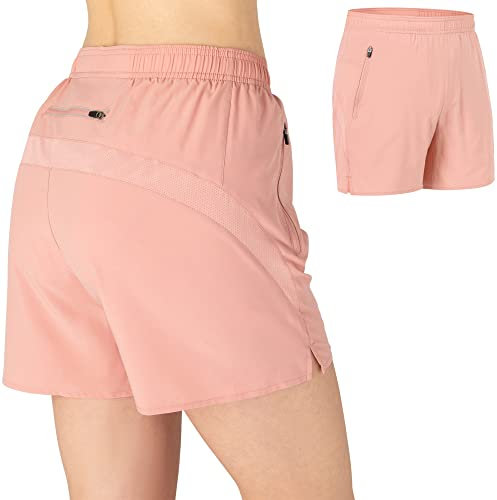 Rdruko Running Shorts Womens Elastic High Waisted Breathable Quick Dry Gym Workout Cycling Sports Shorts Women Ladies Summer Shorts Pink XS