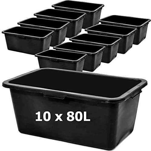 Mortar Box - Bandeja para mortero (10 unidades, plástico, 80 L, 78 cm), color marrón