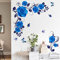 Runtoo Wandtattoo Blaue Blumen Wandsticker Pfingstrose Blumenranke Wandaufkleber Kinderzimmer Babyzimmer Wohnzimmer Schlafzimmer Flur Wanddeko