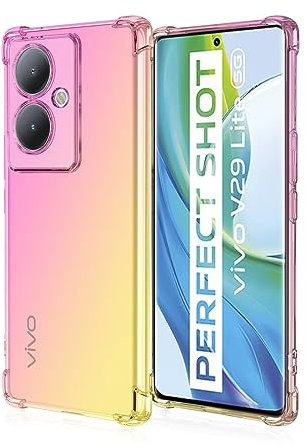HONLEN Hülle für vivo V29 Lite 5G / vivo Y78+ Case, (6.78 Inches) Transparent Farbverlauf Design TPU Silicone Handyhülle, Verstärkung mit Vier Ecken Cover Rosa Gold