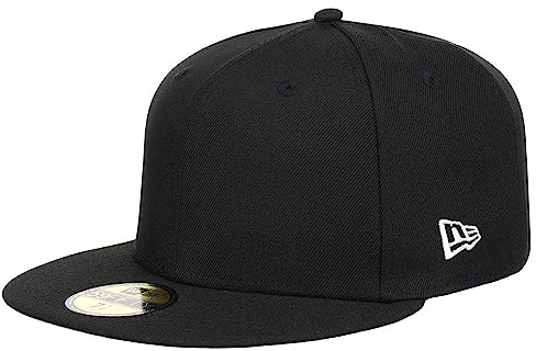 New Era Blank Custom 59FIFTY Fitted Flat Bill Cap, Black/Grey UV 7 3/4