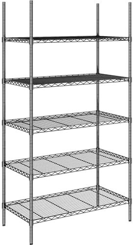 kaiserkraft | Stahldraht-Gitterregal | Schwarz | Fachlast 100 kg | BxT 910 x 610 mm | Grundregal | Höhe 1880 mm | 5 Fachböden