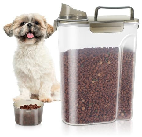 TBMax Dog Food Storage Container, 5L Portable Pet Food Container with Lid & Measuring Cup - BPA Free Plastic Airtight Food Storage Bin for Cats/Dogs Outdoor/Travel
