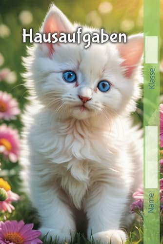 Hausaufgabenheft mit süßer Katze, mit Stundenplan und Kalender für ein ganzes Schuljahr, für Grundschule/Schule