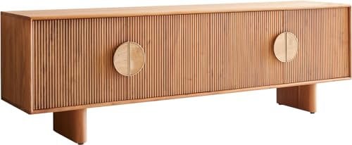 DELIFE TV-Board Surimu Akazie Hellbraun 175 cm 4 Türen Kork-Griff Holzfüße Lowboard