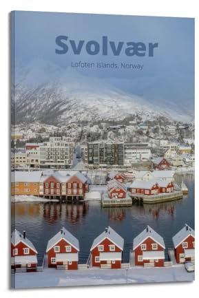 YBHF Vintage Travel Svolvaer Norway Poster Wandkunstdruck, Retro-Ästhetik, Raumdekoration, Bürodekoration, 30 x 45 cm, Rahmen-Stil