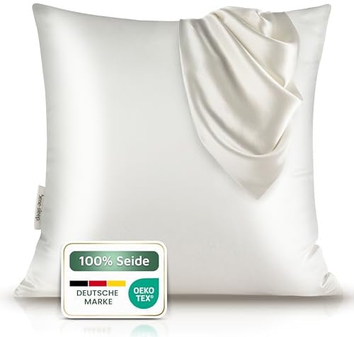 bene-sleep® Premium Seidenkissenbezug – 100 % Maulbeerseide 22 Momme | Oeko-TEX Zertifiziert* | Anti-Frizz & Faltenreduzierung | Kühlend, hypoallergen, hautfreundlich & luxuriös (Weiß, 80x80 cm)